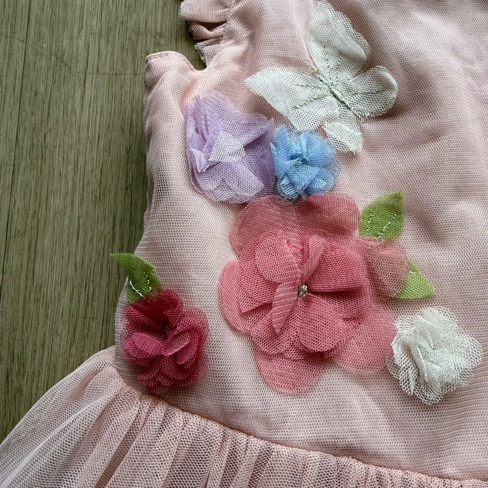 NWT Mini Boden Pink tulle dress with butterfly embroidery - Picture 3 of 6